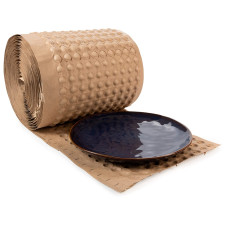 12" x 100' Paper Bubble Cushioning Wrap, Brown Kraft